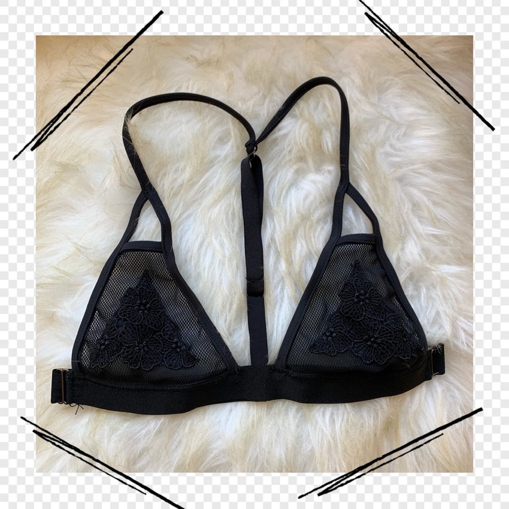 Triangle Racerback Bikini Top with Mesh Detail